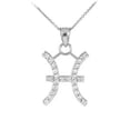 thumbnail image 1 of 14K White Gold Pisces Zodiac Sign Diamond Pendant Necklace :  Pendant with 20" chain, 1 of 1
