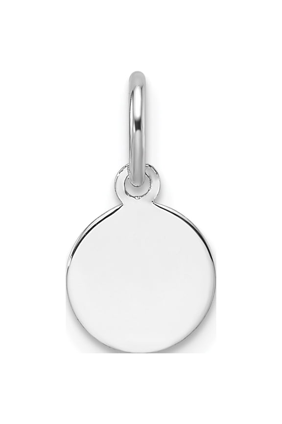 14K White Gold Plain .013 Gauge Round Engravable 7.5mm Disc Charm