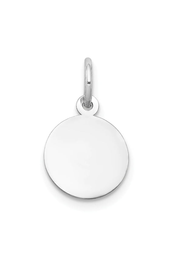 14K White Gold Plain .018 Gauge Round Engravable Disc Charm