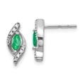 thumbnail image 1 of 14K White Gold Plated 1 & 15Ct Diamond & Emerald Earrings, 1 of 5