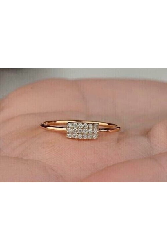 2Ct Women Pinky Daily Wear Ring 14K Yellow Gold Plated Round Lab Created Diamond