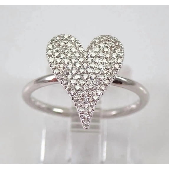 14K White Gold Plated 2Ct Heart Cut Simulated Diamond Women Cluster ...