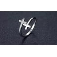 thumbnail image 1 of 14K White Gold Plated 1.0Ct Round Cut Moissanite Engagement Cross Ring, 1 of 2