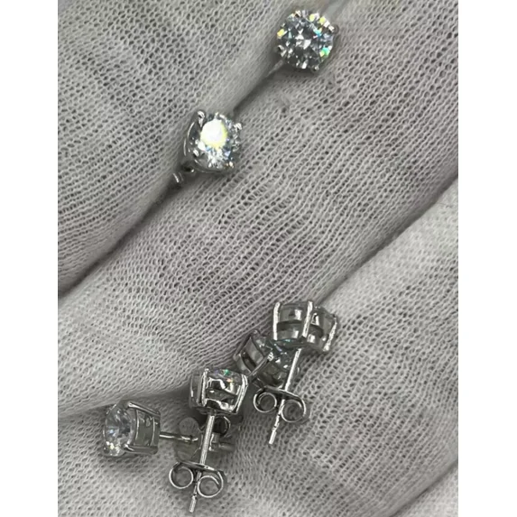 14K White Gold Plated 2Ct Round Cut Lab Created Diamond Women's Stud Earring
