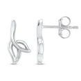 thumbnail image 1 of AFFY 14K White Gold Plated 925 Sterling Silver Minimalist Dainty Freeform Leaf Stud Earrings, 1 of 2