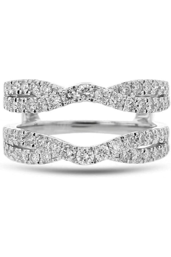 14K White Gold Plated 925 Sterling Silver Moissanite Diamond Enhancer Ring Guard Engagement Wrap Ring For Her