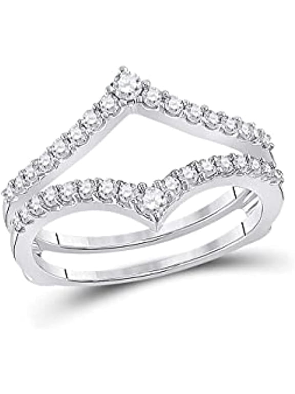 14K White Gold Plated 925 Sterling Silver Moissanite Enhancer Ring Guard Jacket Enhancer Wedding Band