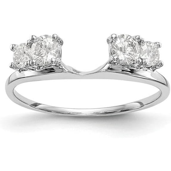 14K White Gold Plated 925 Sterling Silver Moissanite Enhancer Ring Guard Jacket Enhancer Wedding Band