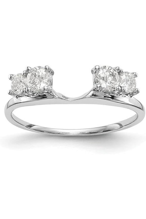 14K White Gold Plated 925 Sterling Silver Moissanite Enhancer Ring Guard Jacket Enhancer Wedding Band