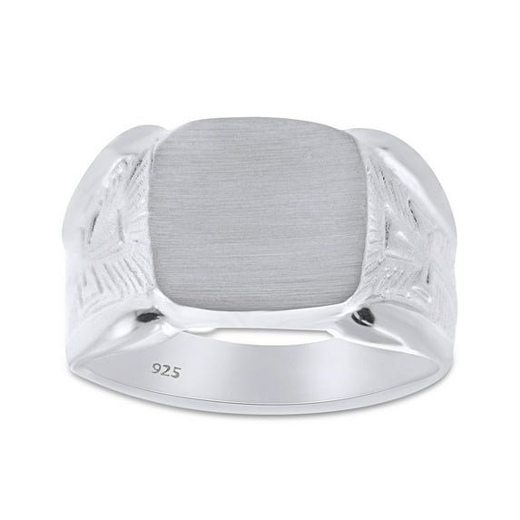 AFFY 14K White Gold Plated 925 Sterling Silver Protector Signet Ring, Ring Size 12