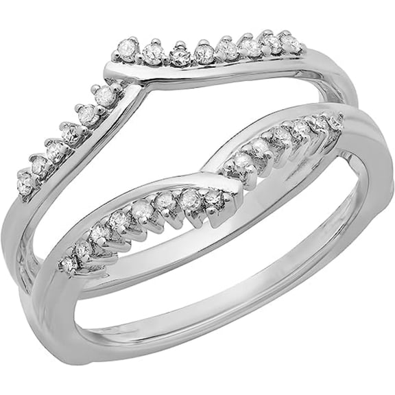 14K White Gold Plated 925 Sterling Silver Round Cut Created Moissanite White Diamond Enhancer Ring Guard Engagement Wrap Ring For Her