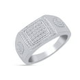 thumbnail image 1 of AFFY 14K White Gold Plated 925 Sterling Silver Round Cut Natural Diamond Square Frame Engagement Ring For Men's (0.5 Cttw, I2-I3 Clarity), Ring Size-8, 1 of 5
