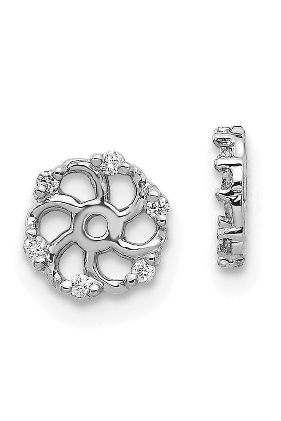 14K White Gold Plated AA Diamond Earring Jackets