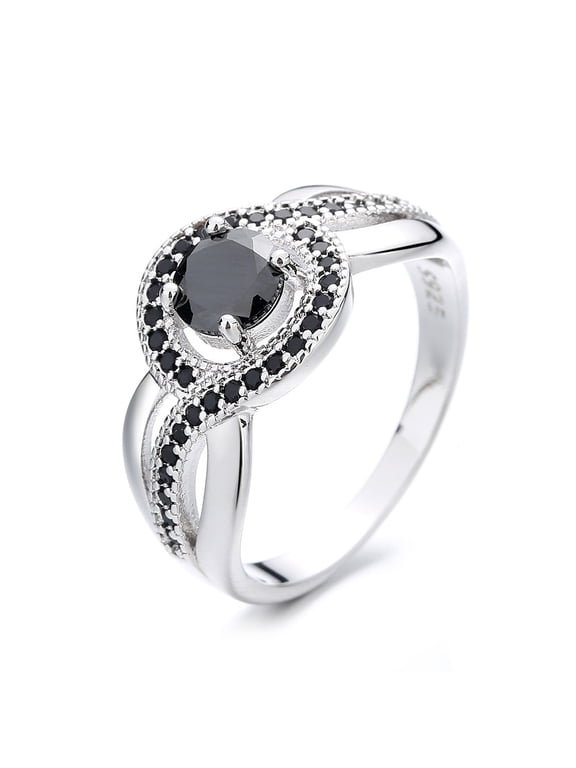 14K White Gold Plated Black Marcasite Ring