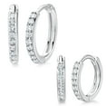 thumbnail image 1 of 14K White Gold Plated Cubic Zirconia Hoops Huggie Stud Earrings  Hypoallergenic for Snesitive Ears for Women Man Girls 10/12mm, 1 of 4