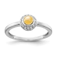 thumbnail image 1 of 14K White Gold Plated Diamond & Cabachon Citrine Ring Size 7, 1 of 5