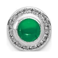 thumbnail image 1 of 14K White Gold Plated Diamond & Cabachon Emerald Pendant, 1 of 5
