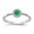 thumbnail image 1 of 14K White Gold Plated Diamond & Cabachon Emerald Ring Size 7, 1 of 5