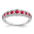 thumbnail image 1 of 14K White Gold Plated Diamond and Ruby Polished Ring Size 7, 1 of 7