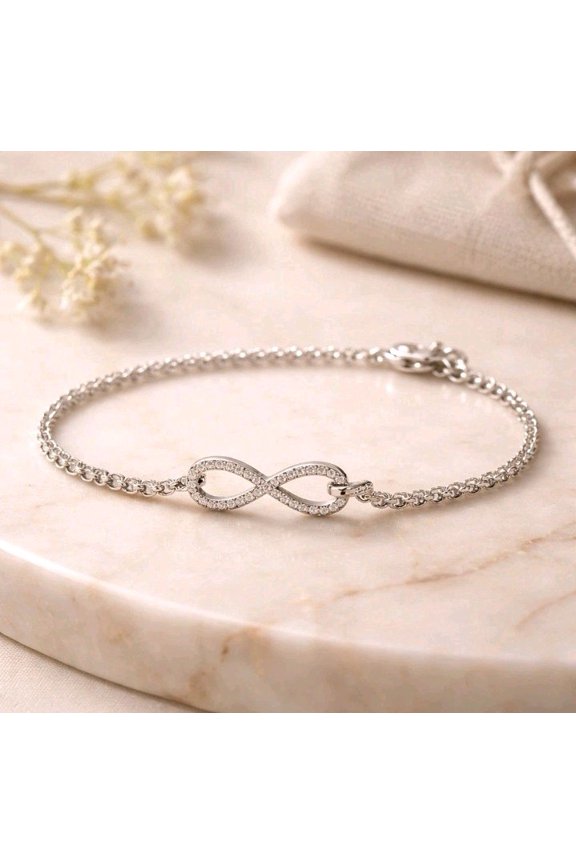 14K White Gold Plated Infinity Women's Tennis Bracelet Round Cut Lab Created Diamond