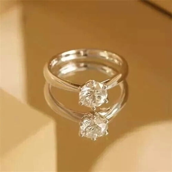 3Ct Round Cut Lab Created Diamond Wedding Bridal Ring Set 14K White ...