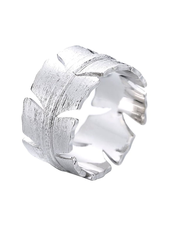 14K White Gold Plated Leaf Ring