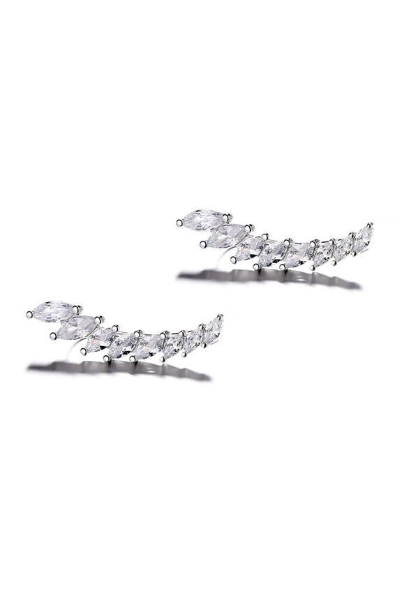 14K White Gold Plated Marque Cut Crystal Climber Crawler