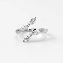 14K White Gold Plated Marquise Cut Moissanite Ring Open Wrap 5 Stone Cluster Band for Women