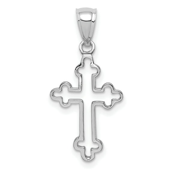 14K White Gold Plated Polished Cross Pendant