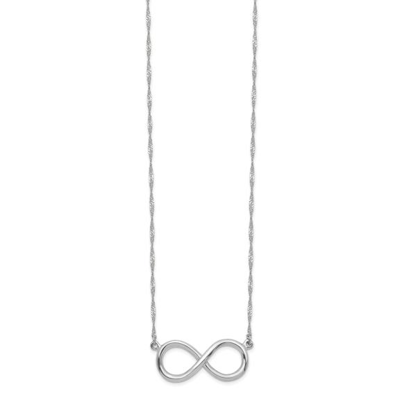 14K White Gold Plated Polished Infinity Necklace