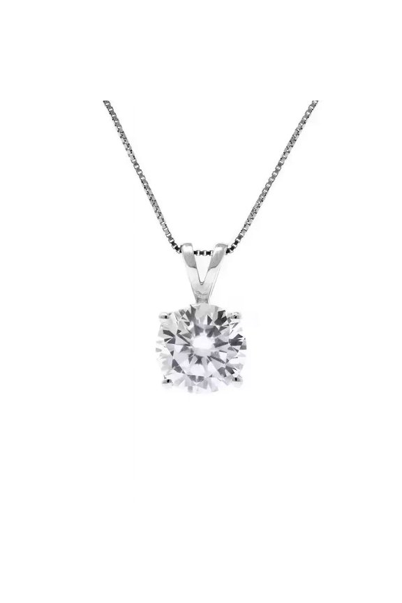 14K White Gold Plated Round Cut Diamond Women's Birthday Gift Pendant Necklace For Women's
