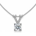 thumbnail image 1 of 14K White Gold Plated Solitaire CZ Pendant Necklace for Women, 1 of 7