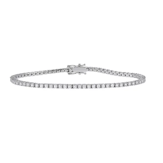 "14K White Gold Plated Tennis Bracelet – 3Ct Round Cut Lab-Created Diamond for Women"