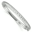 thumbnail image 1 of 14K White Gold Plated Textured Diamond Cut Twisted Bangle Bracelet, 1 of 5