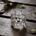 thumbnail image 1 of 14K White Gold Plated Crystal Leaf Ring Made with crystals, 1 of 5