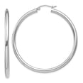thumbnail image 1 of 14K White Gold Polished 3mm Lightweight Tube Hoop Earrings 14k White Gold Earrings, 1 of 1