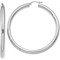 thumbnail image 1 of 14K White Gold Polished 4.2mm Tube Hoop Earrings - 55mm, 1 of 6