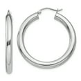 thumbnail image 1 of 14K White Gold Polished 4mm Tube Hoop Earrings T859, 1 of 2