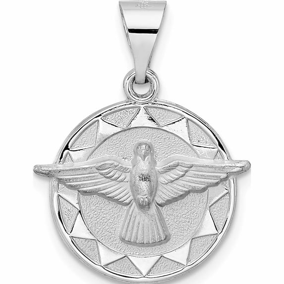 14K White Gold Polished And Satin Hollow Holy Spirit Pendant (23.55 X 18) Made In United States -Jewelry By Sweet Pea