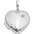 thumbnail image 1 of 14K White Gold Polished And Textured Diamond 18Mm Heart Locket (Width 18) (Length 25) - Jbsp, 1 of 5