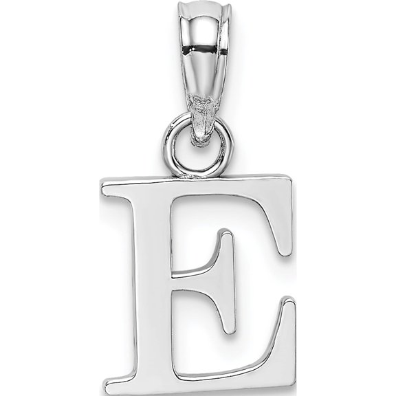 14K White Gold Polished Block Letter E Initial Pendant Made In United States k6423we