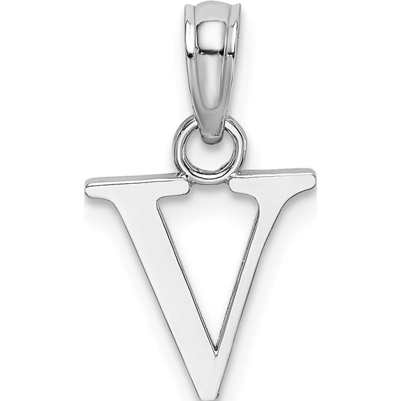 Jewelry by Sweet Pea 14K White Gold Polished Block Letter V Initial Pendant