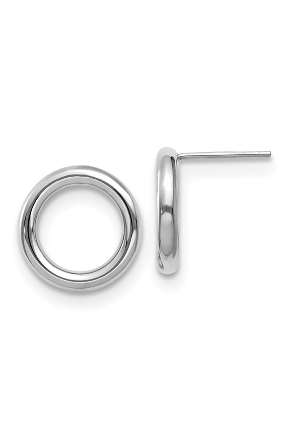 14K White Gold Polished Circle Post Earrings