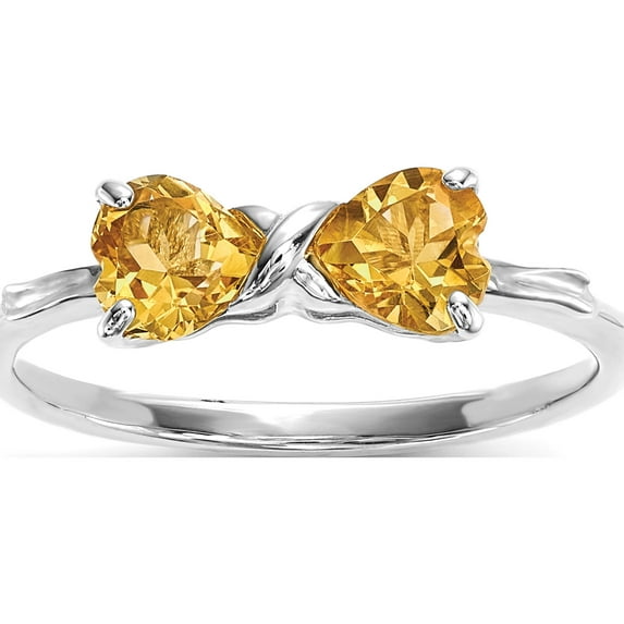 14K White Gold Polished Citrine Bow Ring (Size 7) Made In Thailand xbs572