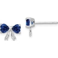 thumbnail image 1 of 14K White Gold Polished Created Sapphire Bow Post Earrings (7.5 X 9) Made In Thailand xbs575, 1 of 5