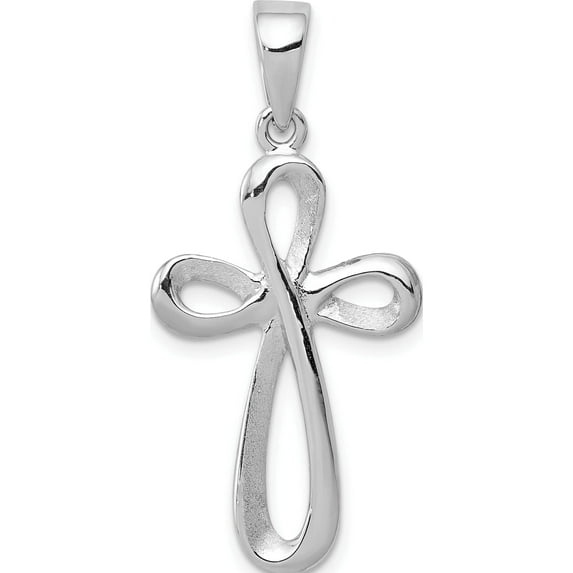 14K White Gold Polished Cross Pendant Made In United States d1621w