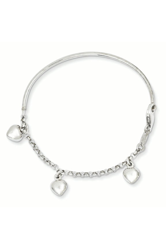 14K White Gold Polished Dangle Heart Baby Bracelet
