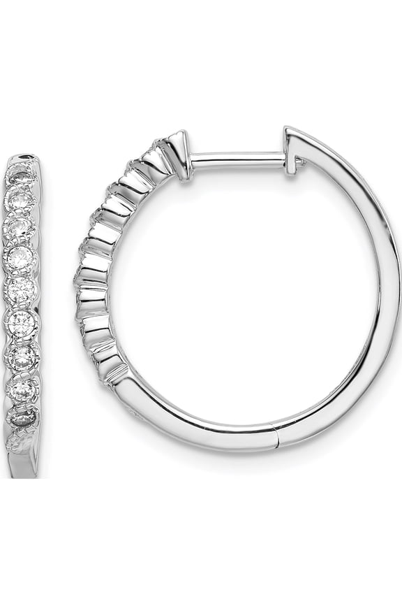 14K White Gold 1/4 carat Diamond Hinged Hoop Earrings