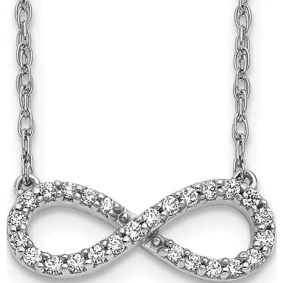 14K White Gold Polished Diamond Infinity Symbol 18 Inch Necklace (18 X 15) Made In India pm4688-016-wa