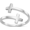 thumbnail image 1 of 14K White Gold Polished Double Cross Ring (Size 7) Made In United States k5736, 1 of 5